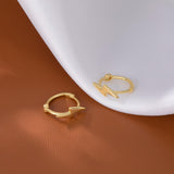 Reffeer Solid 925 Sterling Silver Lightning Bolt Hoop Earrings for Women Teen Girls Lightning Hoop Earrings Cartilage Huggie Earrings (B-18K Gold)