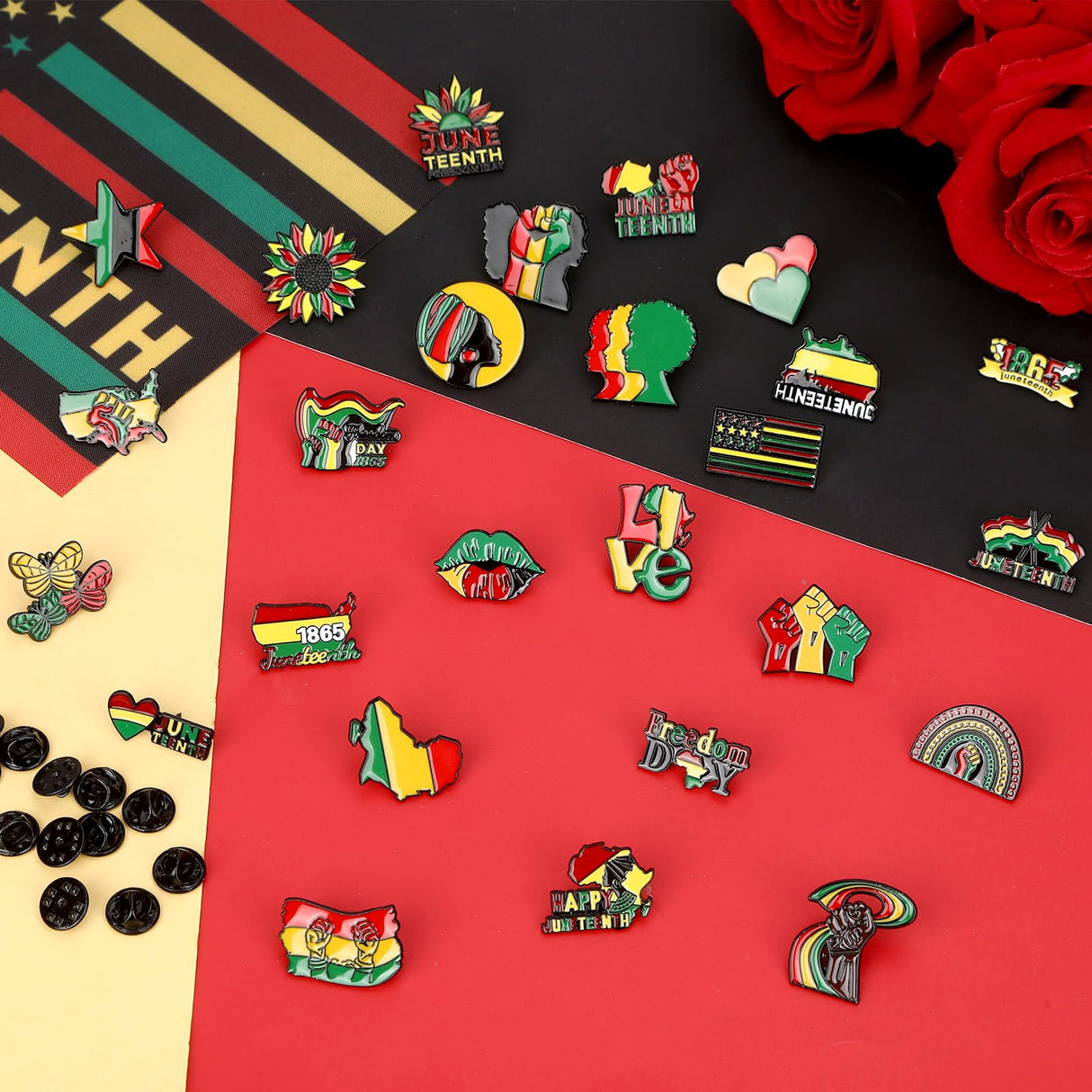 SANNIX 60Pcs Juneteenth Pins, Juneteenth Freedom Day Lapel Pins