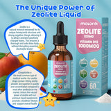 Zeolite Detox for Kids & Adults, Zeolite Liquid Drops with 300mg Chlorella, 200mg Curcumin, Multivitamin and Probiotic for Speech & Brain Health, Immune, Digestive, Energy, Berry Flavor, 60 Servings
