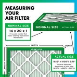 Filterbuy 14x20x1 Air Filter MERV 13 Optimal Smoke & Allergy Defense (6-Pack), Electrostatic Pleated HVAC AC Furnace Filters Replacement (Actual Size: 13.50 x 19.50 x 0.75)