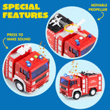 JOYIN 4 Packs Emergency Vehicle Toy Playsets, Friction Powered Vehicles with Light and Sound, Including Fire Truck, Ambulance, Play Police Car and Helicopter, Christmas Toddler Kids Boys Gifts