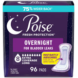 Poise Overnight Incontinence & Postpartum Pads for Bladder Leaks, 8 Drop Extra Coverage, 96 Count, Packaging May Vary