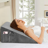 Domusensus Wedge Pillow for Sleeping, 10" Bed Wedge Pillow for After Surgery, Triangle Pillow Wedge for Heartburn, Acid Reflux, GERD, Back Pain Relief, Neck Pain, Soft & Cooling Memory Foam Top