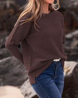 BTFBM Trendy Winter Sweater Christmas Sweater Long Sleeve Loose Fit Maternity Sweater Pullover Jumper Tops(Coffee,Medium)