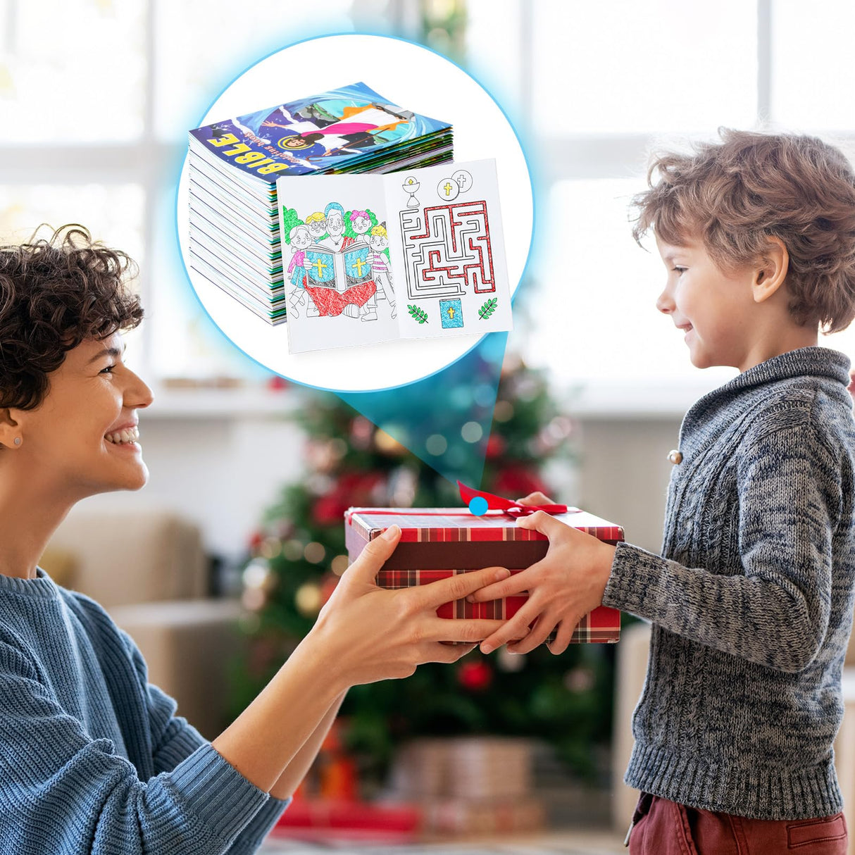 BenLouis 24 Christian Mini Coloring Books Kids with 24 Stacking Crayons Bible Verse Party Favors Activity Books Bulk for Kids Christmas Religious Goodie Bag Gift Stuffer Classroom Reward