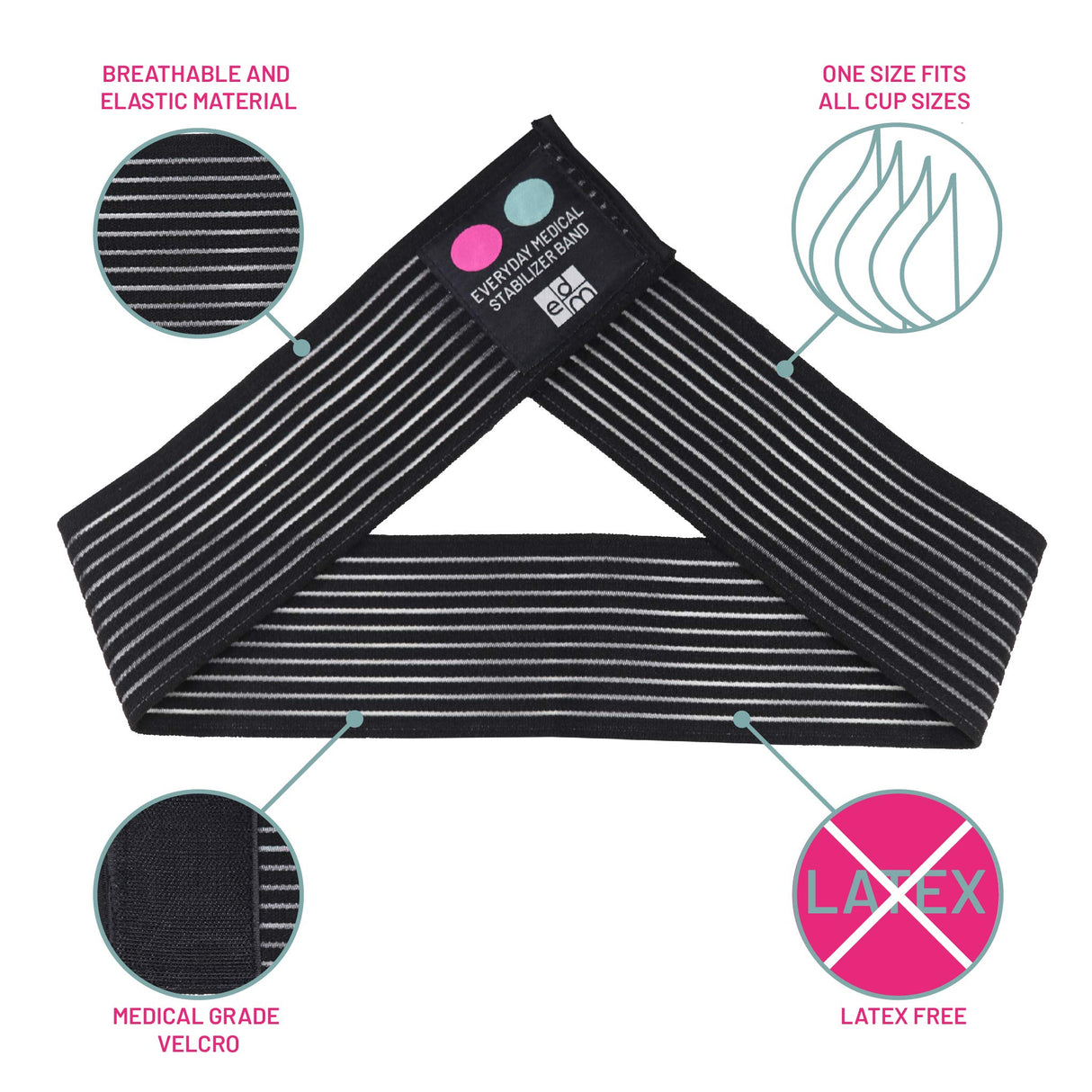 Everyday Medical Breast Implant Stabilizer Band I Post Surgery Breast Augmentation and Reduction Strap I Chest Belt I Breast Support Bandage I One Size Fits All