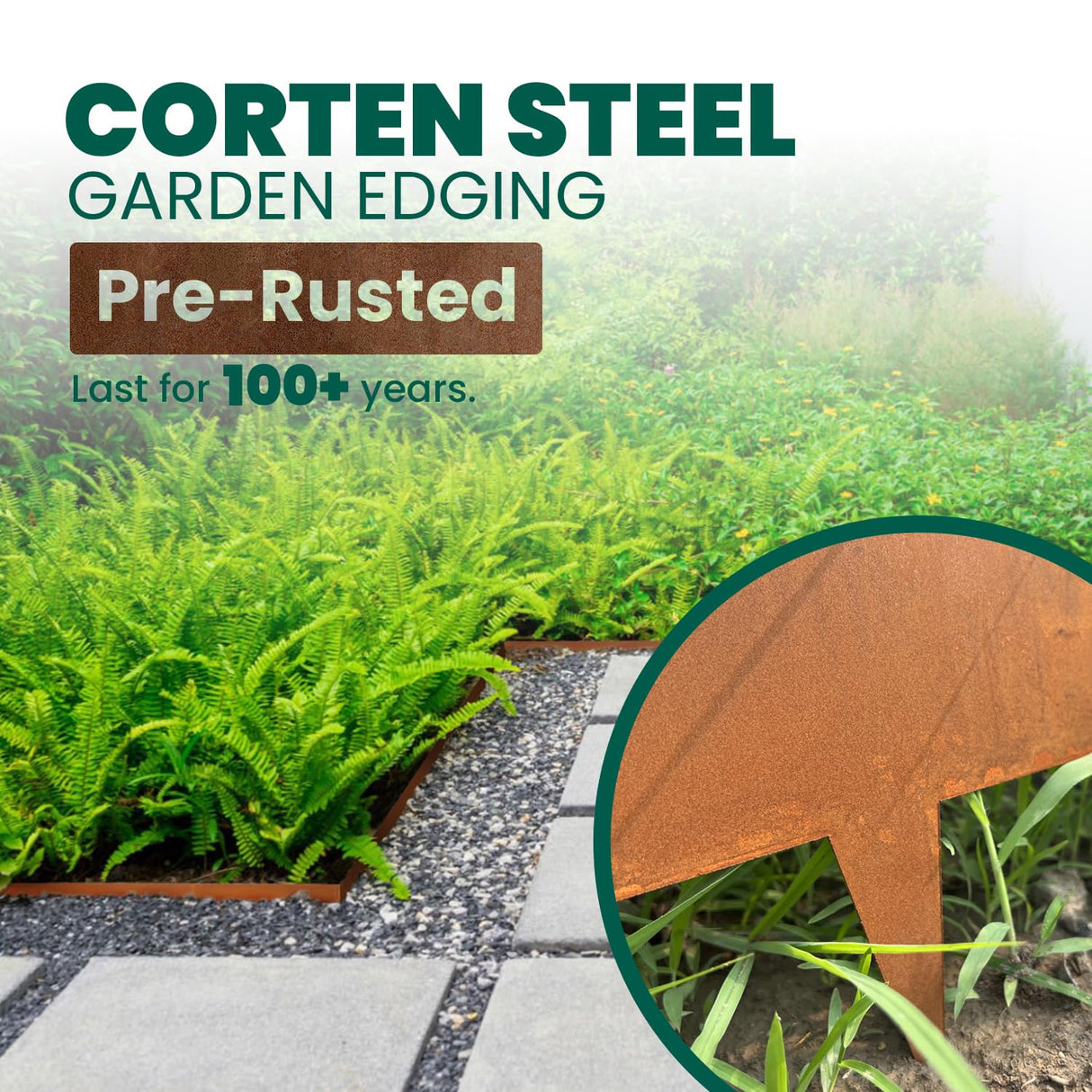 GZGNEEVL Corten Steel Landscape Edging 4.5" H x 40" L, Metal Garden Edging