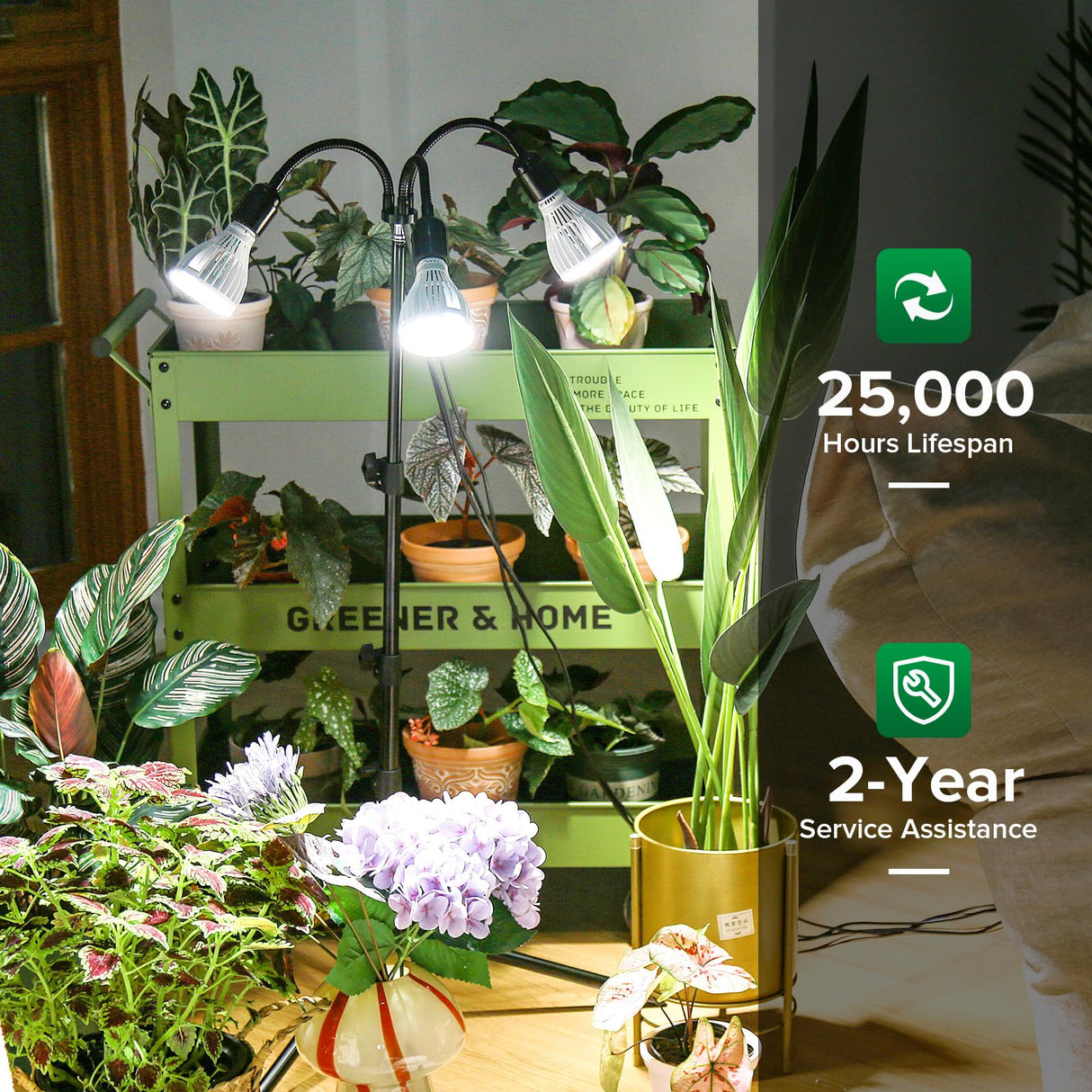 SANSI Upgraded 90W Grow Light with Adjustable Tripod Stand, 5000K 660nm Full Spectrum 700W Equiv. LED Floor Plant Light for Indoor Plants, Grow Lamp with Replaceable Bulbs for High PPFD Growing