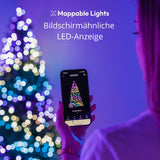 Twinkly Strings 250 LED RGB, Including White, LED Light String for in-and Outdoor, Christmas Lights, Smart LED Lights, Mappable LEDs, Compatible with Alexa, Google Home, IP44, Green Wire, 65ft