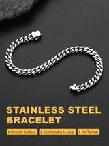 Stainless Steel Cuban Chain Bracelets for Men 5MM Silver Bracelet 7.5 Inch
