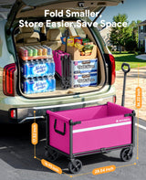 Collapsible Wagon Cart with Wheels, 220LBS for Grocery Shopping Camping