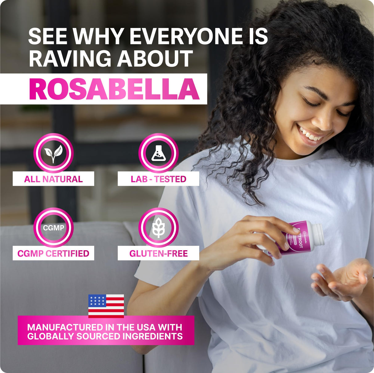 Rosabella Organic Beet Root Capsules – 1300mg Beetroot Powder for Natural Energy & Endurance Support, Non-GMO, Lab-Tested Beet Supplement - 120 Capsules, 60-Day Supply