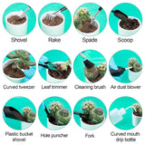 44pcs Small Gardening Tools Gifts for Women Beginners - Garden Hand Tools Set for Indoor Succulent Bonsai Plants Transplanting, Included Bag/Repotting Mat/Shovel/Labels, Green