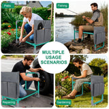 WEILISEN Garden Kneeler and Seat, 2-in-1 Foldable Garden Bench with Non-Slip EVA Foam Pad, Storage Bags, Glove, Portable Gardening Stool for Kneeling & Sitting, Ideal for Gardeners, Patio, Fishing