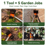Garden Hoe & Weed Puller Tool with Long Handle, 60 Inch,Manual Weed Remover Tool, 3-in-1 Weed Rake & Grabber & Pruning Shears, Dandelion Gardenia Heavy Duty Uprooting Tool for Yard, Lawn and Garden