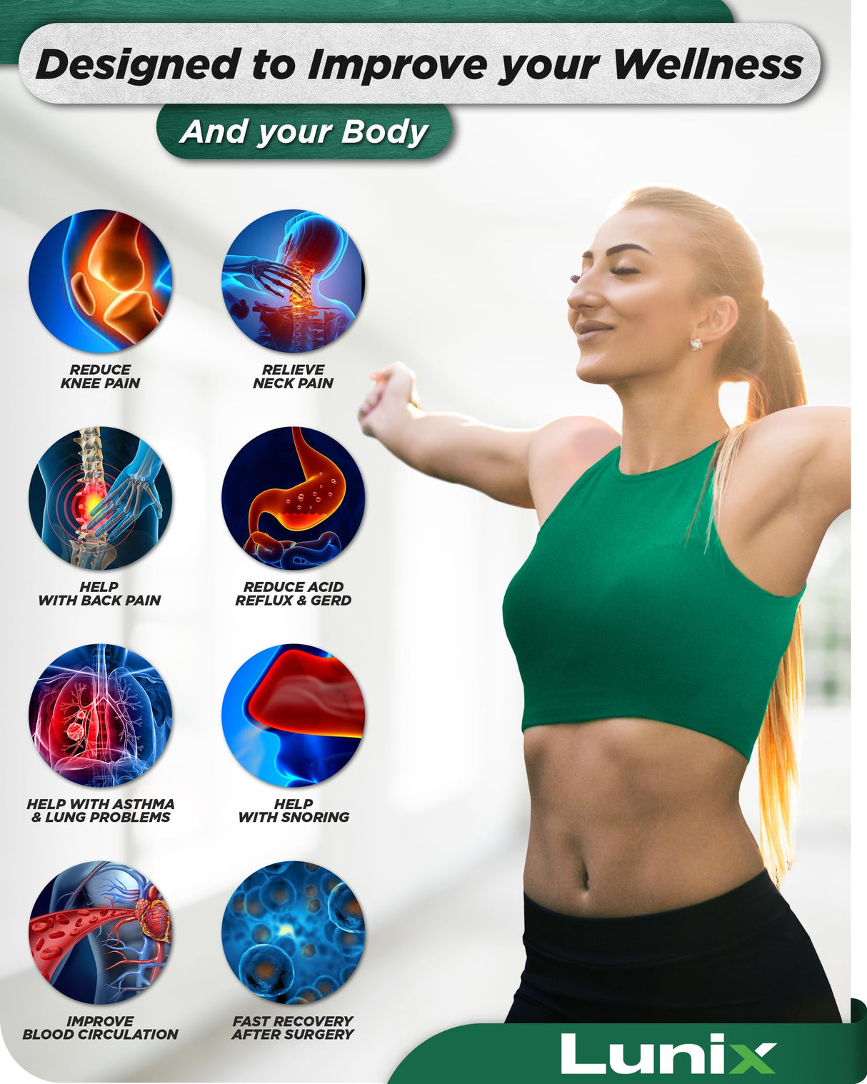 Lunix 4pcs Orthopedic Bed Wedge Pillow Set, Post Surgery Memory Foam for Back, Knee, Leg Pain Relief, Sitting Pillow for Sleeping, Acid Reflux, GERD, with Hot Cold Pack, FSA HSA Eligible, 100% Navy