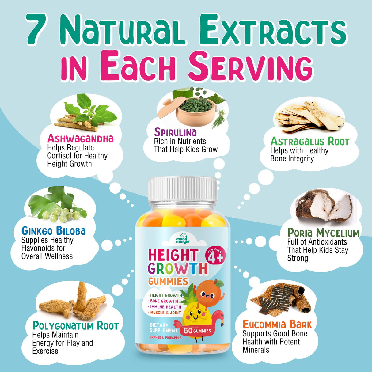 Height Growth Gummies Supplement - Kids Teens Height Increaser Maximizer Grow Taller Vitamins