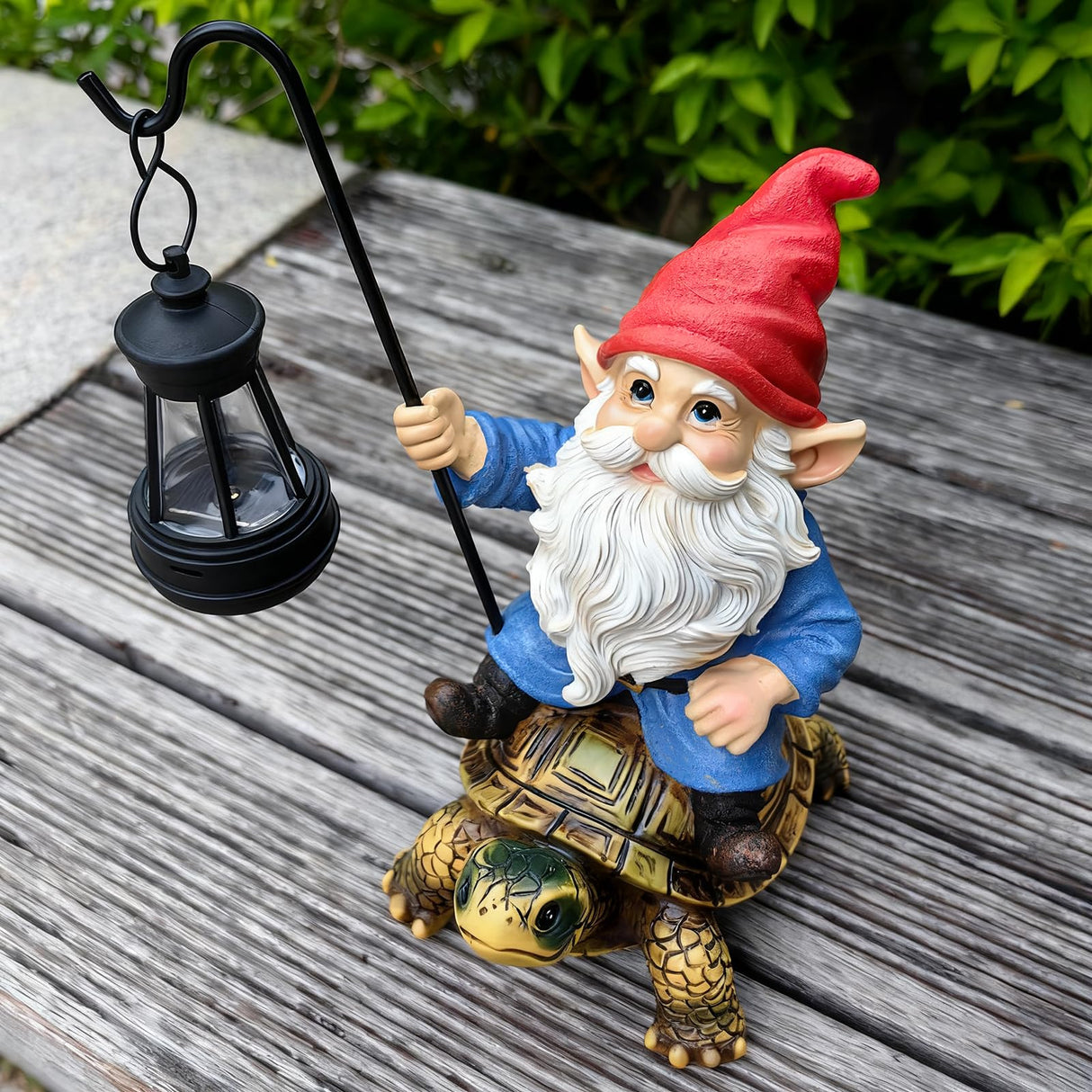 Bezseili Outdoor Garden Gnome, Funny Lawn Gnome Statue Decorations, Solar Gnome Riding Turtle Figurines Ornament for Patio, Balcony, Yard, Iutdoor Office Home Decor, Mom Grandma Sisters Gifts