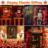 TURNMEON 6 Pack Fall Decor Enlarged Maples Leafed Garland, 60Ft 120LED Halloween Fall Decorations for Home Fall Lights Garland, Battery Operated Waterproof Thanksgiving Decor Indoor Outdoor Christmas