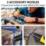 ROMECH 350W Heat Gun with 2 Nozzles, Dual Temp Heat Gun 400°F-660°F, Fast Heat Hot Air Gun with Overload Protection for DIY Craft Embossing Shrink Wrapping (Yellow)