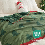 Amélie Home Christmas Knit Throw for Couch, Reversible Soft Cozy Chenille Blanket for Home Decor Gift for Family, 50" x 60", Green Christmas Tree