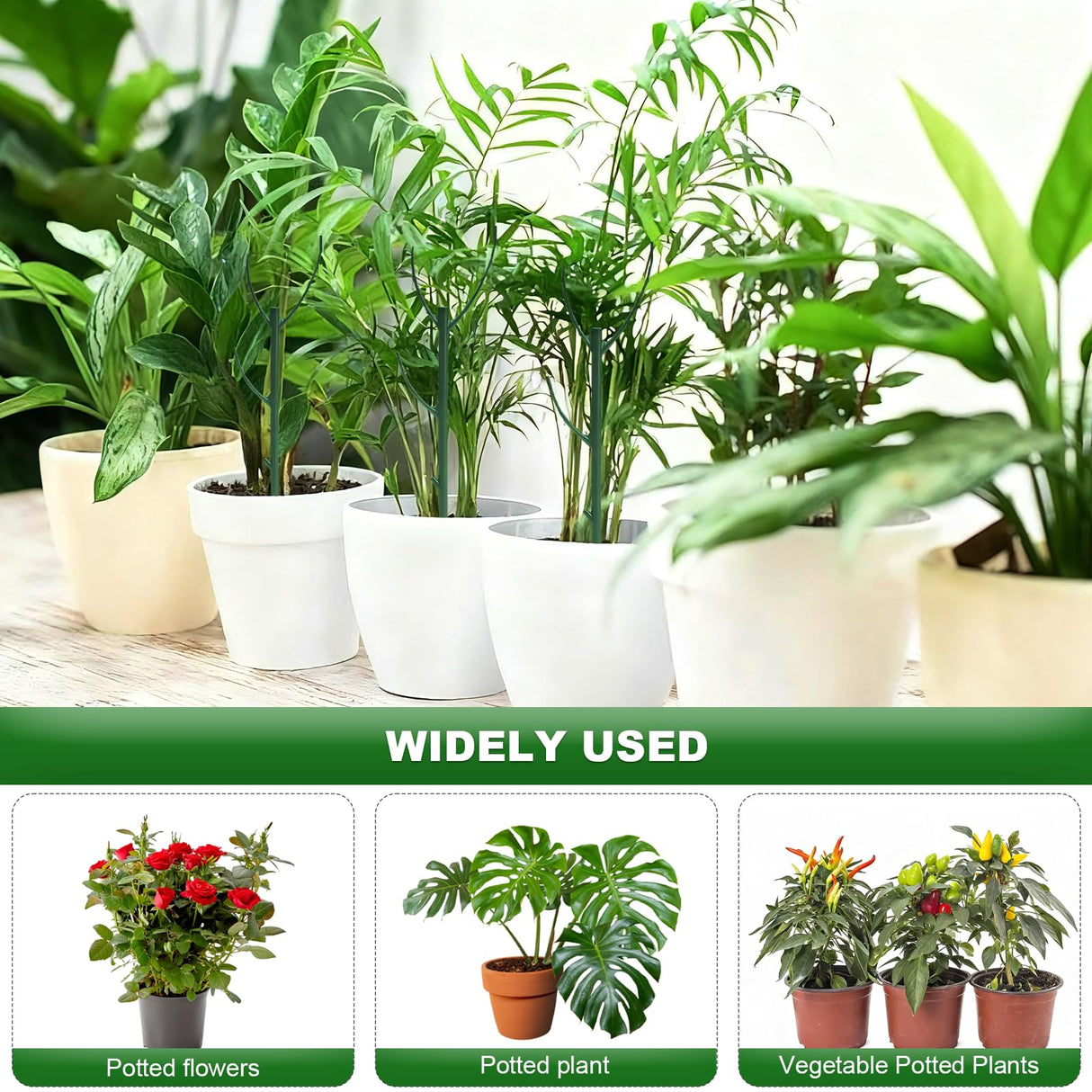 15pack Adjustable Plant Support Pole Stackable Indoor/Outdoor Support Pole with Clamps, Suitable for Supporting Monstera and Climbing Plants, Garden Accessories, Perfect Replacement for Plant Stakes