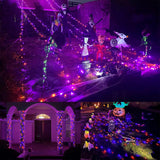 WATERGLIDE Extra Long 328FT Halloween Lights, 1000 LED Outdoor Fairy String Lights, Green PVC Copper Wire Christmas Light, Plug in 8 Modes & Waterproof for Tree Party Home Yard Decor, Orange&Purple