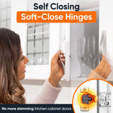 Decobasics 50 Pack Soft Close Cabinet Hinges – 1/2" Overlay for Kitchen Cabinet Doors, Slow Self-Closing Concealed Hidden Hinges for Face Frame –Stainless Steel, 3-Way Adjustable & Quiet Close Damper