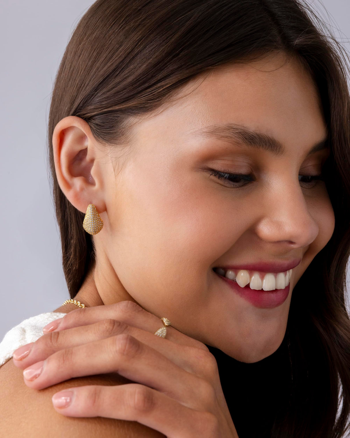 PAVOI CZ Chunky Statement Drop Earrings for Women, 925 Silver, Yellow Gold