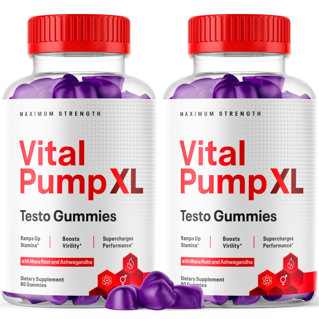 (2 Pack) Vital Pump XL Gummies , Official Vital PumpXL Maximum Strength Gummy Supplement, All Natural VitalPump XL Gummies Once Daily Chewable Multivitamin Supporting Strength and Energy (120 Gummies)