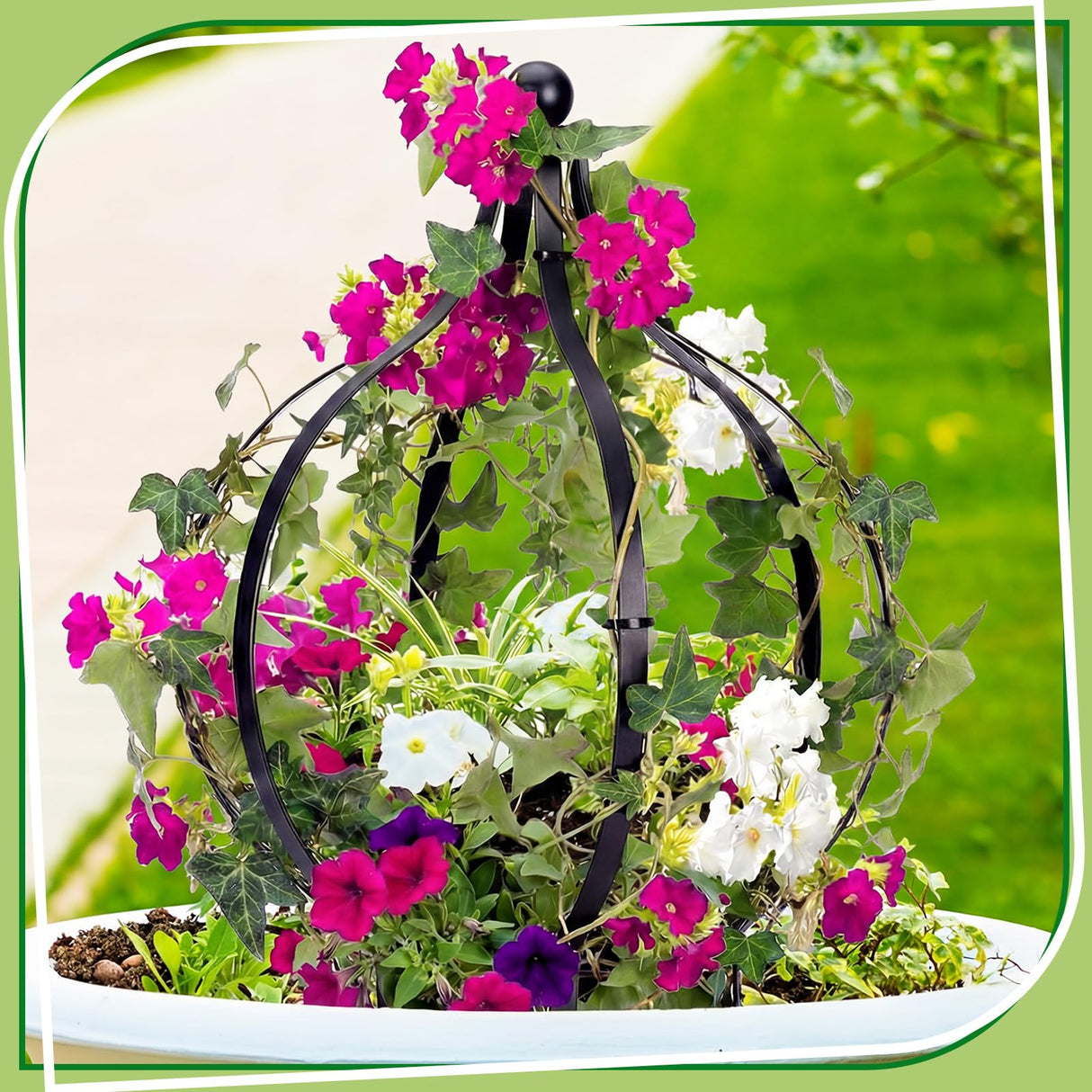 2 Set Metal Garden Obelisk Trellis for Climbing Plants with 100 Ties 18 x 12'' Sturdy Versatile Support for Roses Vines Flowers Potted Plants Garden Ornament Easy Assembly Indoor Outdoor Displays