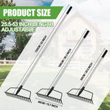 YEELOR Garden Rake, Heavy Duty 16-Tine Bow Rake with Adjustable Stainless Steel Handle, Metal Rake for Yard Work, Loosening Soil, Leveling Mulch, Gathering Leaves
