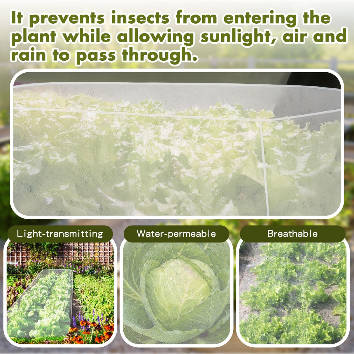 Woanger 3 Pack 6 x 3 x 2 ft Heightening Garden Netting for Raised Beds Plant Covers Garden Protection Fine Mesh Bird Netting with Drawstring for Protection Seedlings Vegetable Plant(77" x 41" x 25")