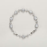 SWEETV Wedding Teardrop Bracelets for Brides Bridesmaids, Crystal Cubic Zirconia Bridal Bracelets for Women Prom, Silver