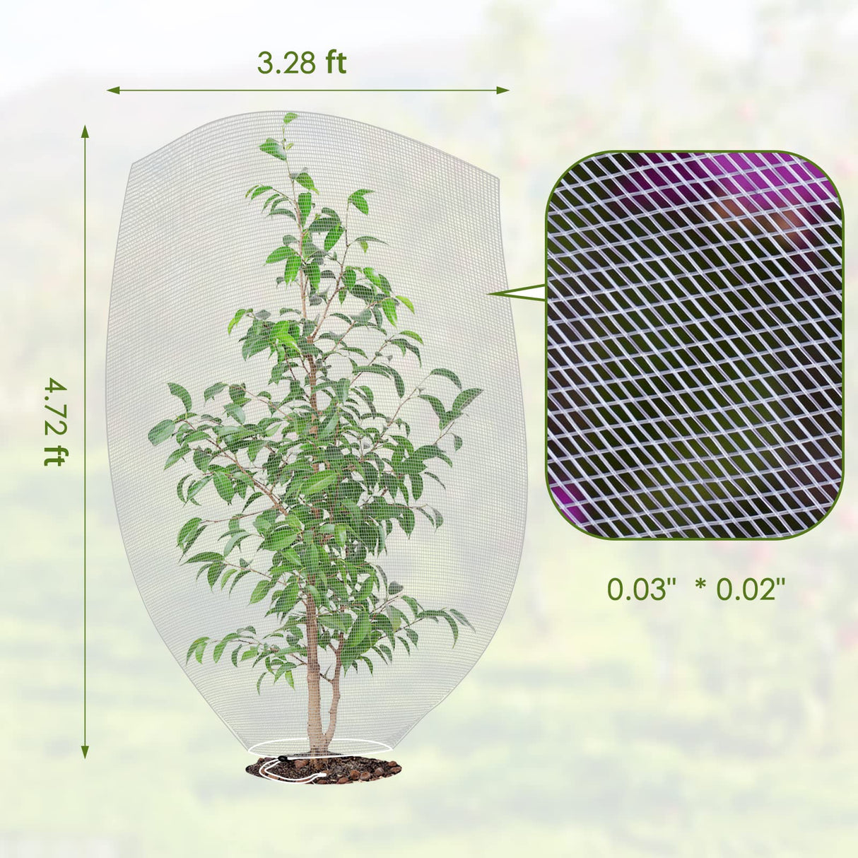 Mesh Plant Cover 3PCS,Garden Netting Mesh Outdoor,Netting for Tomato Plants,Garden Bug Netting Plant Cover,Bird Netting for Garden,Fruit Tree Netting (3.2 x 4.9 ft)