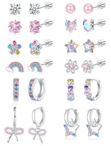 Hypoallergenic Screw Back Earrings for Women Girls Kids Surgical Steel Earrings for Sensitive Ears Cute Heart CZ Flower Butterfly Toddler Girl Earrings Screwback Studs Hoops, Star Age：overyears 4 old