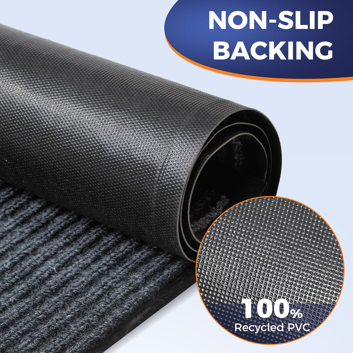MossGrip Commercial Floor Mat, 3 x 5 FT Extra Large Door Mat, Indoor/Outdoor Entrance Mat, Commercial Rug with Water & Stain Proof, Easy to Clean, Low-Profile, Heavy Duty Rubber Mat, Charcoal Grey