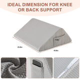 Bedluxe Knee Wedge Pillow, Memory Foam Leg Pillow Knee Pillow for Back Sleeping, Wedge Pillows for Legs Post Surgery, Triangle Pillow for Knee Support, Leg Elevation, Knees Hip Back Pain Relief, Grey