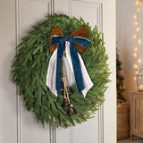 Christmas Decor, 22" Norfolk Pine Christmas Wreath with Bells and Ribbon