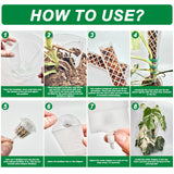 4 Psc 9 Inch D Shaped Moss Pole with Watering Dripper, Plastic Moss Poles for Climbing Plants, Sturdy Monstera Plant Support, Self Watering Moss Pole Kit for Plants Indoor (1Pack 4Pcs-Translucent)