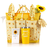 LZPTYYSN Sunflower Gardening Gifts for Women, Garden Tool Set, Heavy Duty Gardening Hand Tools with Garden Tool Bag,Yellow