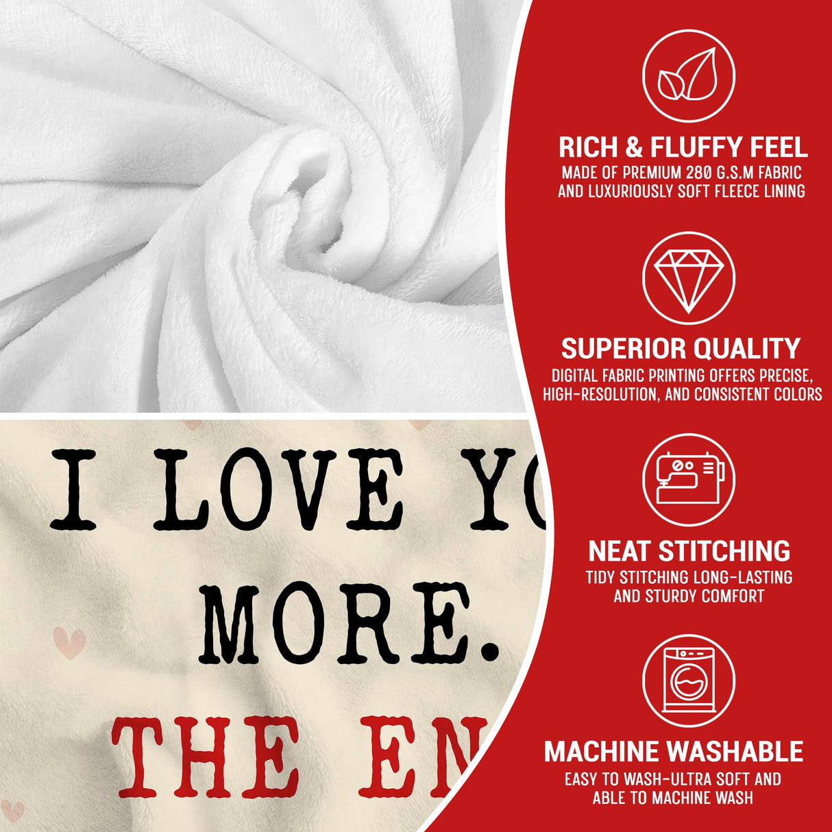 WRAPIX Christmas Anniversary Couple Gifts for Women - I Love You More Soft Fleece Throw Blanket 50x60 in - Birthday Romantic Gifts for Girlfriend Boyfriend Wife Husband, I Love You Gift for Him Her