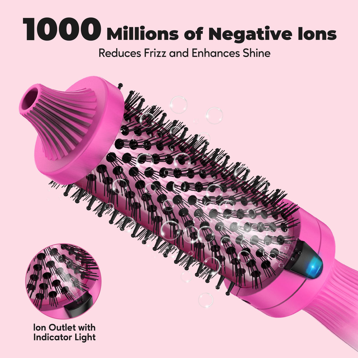 Farery 1.5-Inch Thermal Brush - Ceramic Ionic Heated Round Brush for 90's Full-Bodied Style, Volumizing, Smooth Hair & Natural Curls, Dual MCH Heating, Digital Display, 9 Temperature, Dual Voltage