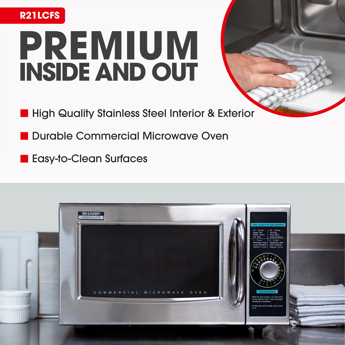Sharp R21lcfs Sharp R-21LCFS Medium Duty Commercial Microwave (Dial Timer, 1000-Watt ...