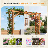 VINGLI Wooden Garden Arbor with Planter, Wedding Arch for Ceremony, Wood Garden Arbour Trellis for Plant Climbing, Pergola for Garden Backyard, Lawn, Outdoor (Golden Brown)
