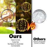 Set of 2 Outdoor Hanging Ball Lights - 2 Sizes of Christmas Battery Operated Garden Lanterns Waterproof Globe Fairy Lights with 8 Lighting Modes Timer Memory Function (Warm White)