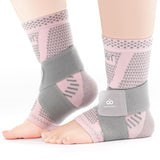 INDEEMAX Ankle Brace for Sprained Ankle Compression Sleeve, 2 Pack Copper Infused Ankle Support Brace for Women & Men, Plantar Fasciitis Relief Achilles Tendonitis, Sports Running, Pink Silver, L