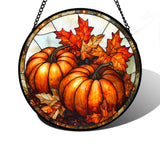 DASTOLL Stained Glass Window Hanging, Pumpkin Maple Leaf Suncatcher for Doors Home Sun Catchers Decoration and Christmas, Mother's Day Birthday Gifts for Women, Men, and Mom 7.8 in