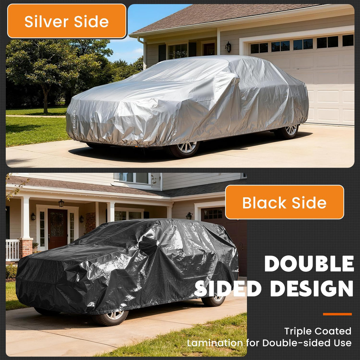 Keten Tarps Heavy Duty Waterproof 10X12 Feet, Extra Thick 16 Mil, Tear & Fade Resistant, UV Blocking, Outdoor Tarp with Reinforced Grommets for Roof, Camping, Patio, Pool, Boat(Silver/Black)