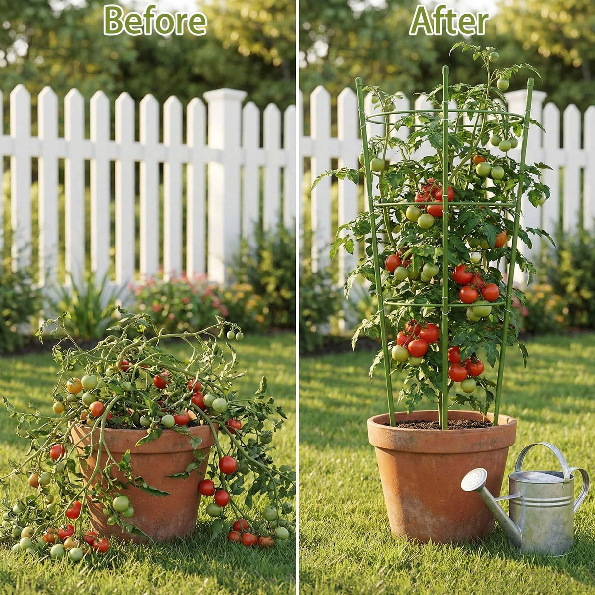 4 Pack Garden Tomato Cage for Pots, 24" Metal Tomatoes Cages Plant Support with Stable Support Rings (24")